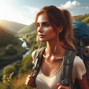 female backpacker on a hot summer day-8